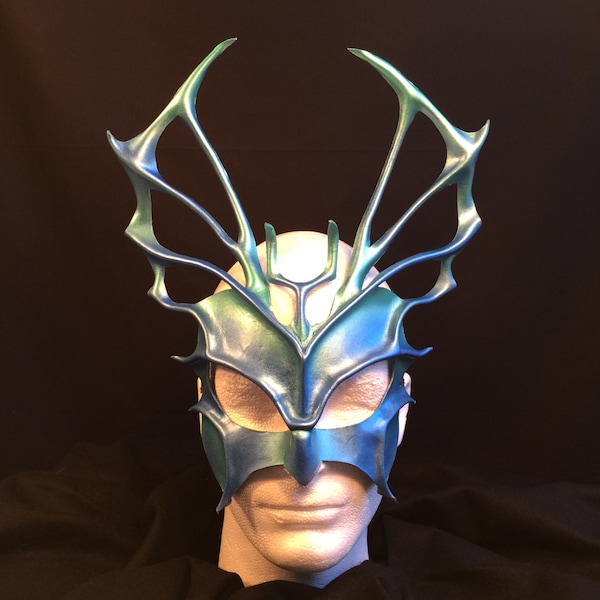 Aquamarine LEATHER Mask Mermaid Costume TRITON Costume Poseidon Mask Water Fairy Mermaid MardiGras Carnival Music Festival Halloween