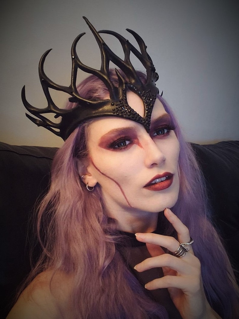 Evil Queen Leather Crown Stoned Headpiece of Thorns Dark - Etsy