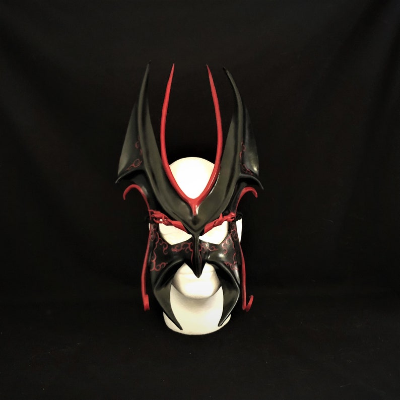 BLACK & RED Leather Mask Halloween Villian Festival Mask Etsy