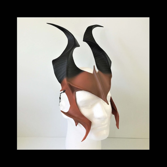 Leather Headpiece Cosplay Horns DARK INDIGO Antlers Leather Mask Villian Costume Fantasy Festival Halloween Carnival Comicon larp Helm