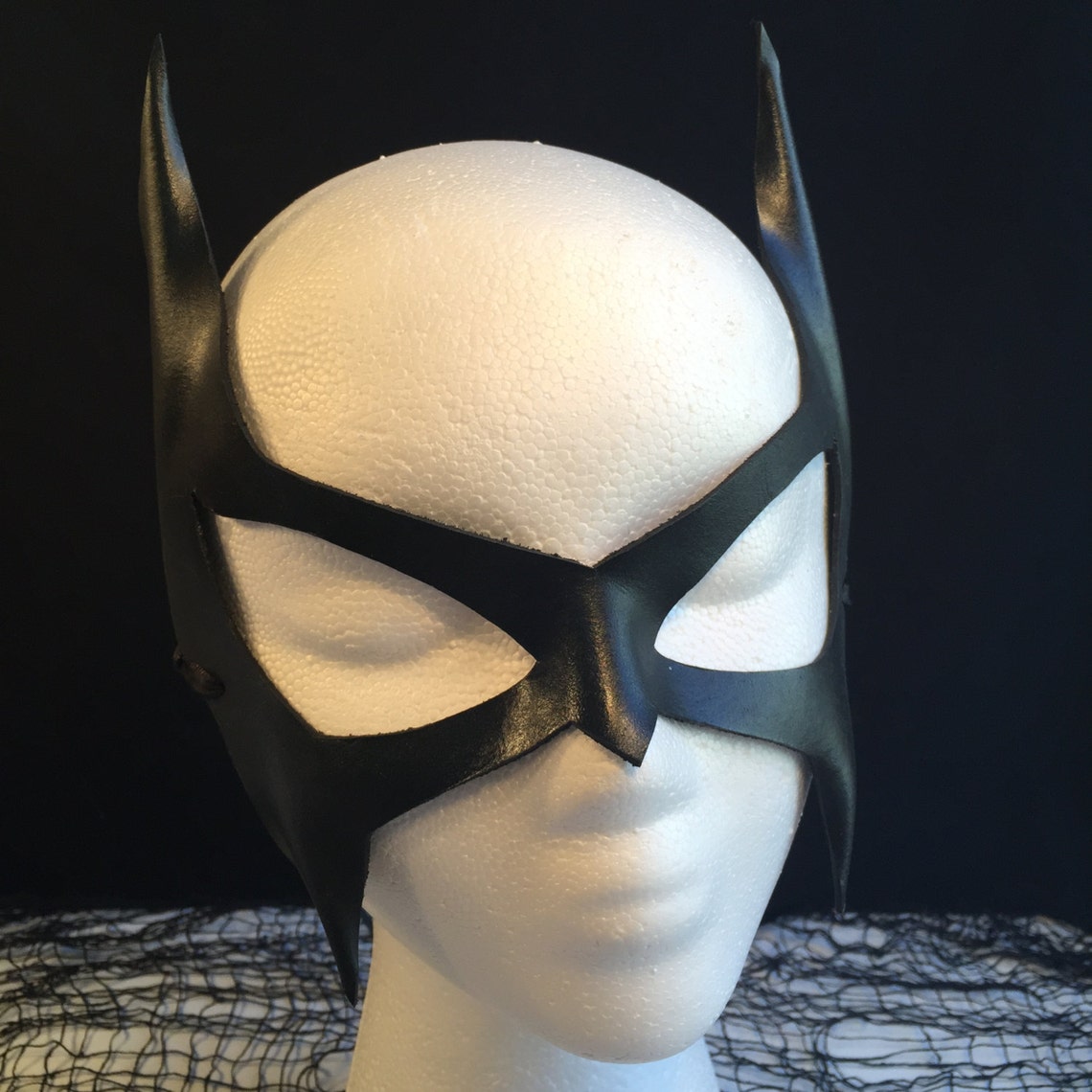Catwoman mask Villian Cosplay Cat ears Black Leather Batgirl Etsy