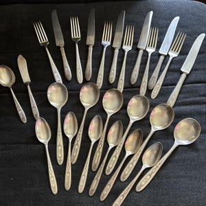Zestaw sztućców Oneida Community Plate Grosvenor Silverplate dla 6 osób, rocznik 1921