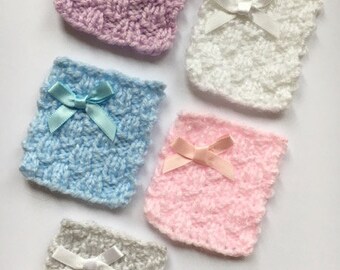 Hand Knitted Card Making Embellishments 5 Baby Blankets In Assorted Colours Scrapbooking