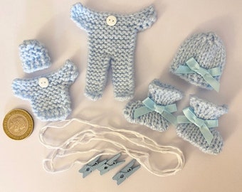 Hand Knitted Baby Blue Set