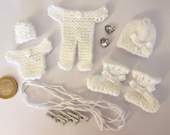 Hand Knitted Baby Set WHITE With Diamantes