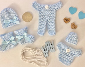 Hand Knitted Baby Blue Set