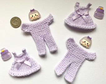 Lilac Hand Knitted Card Embellishments With Pretty Flatbacks. Only 1 Available.