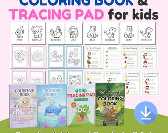Fun Printable Kids Learning Activity Set – Tracing Sheets & Coloring Books