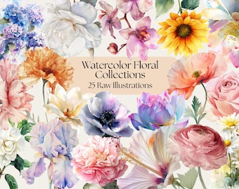 Pastel Watercolor Flowers Clipart