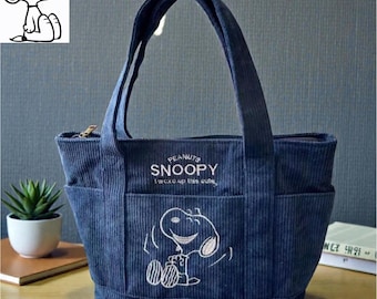 Bolso de mano de pana Snoopy, bolso de hombro con diseño de dibujos animados, gran capacidad, bolso informal para estudiantes, bolso de mano con cremallera, ideal para viajes y compras.
