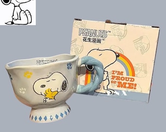 Taza de cerámica Snoopy Kawaii, taza de café con dibujos animados, taza de agua linda, taza de desayuno para el hogar, regalo para mujeres y niñas, festival