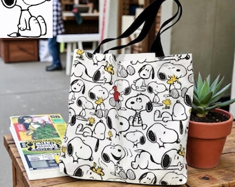 Bolso de compras de lona Snoopy Premium Kawaii Cartoon Tote Portátil Bolso de hombro Anime para estudiantes Gran capacidad Regalo