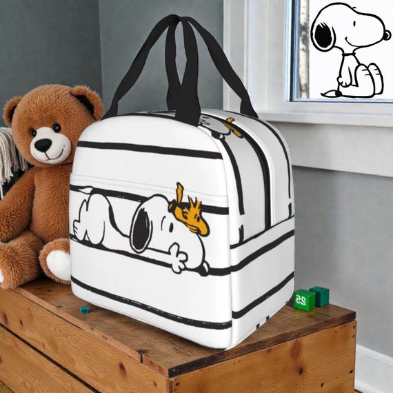 Snoopy Insulated Lunch Bag Cute Smile Giggle Thermal Tote Meal Box Portable Food Bag Work School Picnic Gift