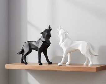 Moderne Abstrakte Wolf Figur Geometrische Kunstharz Wolf Statue Tier Skulptur Sammlerstück Home Office Schreibtisch Dekor Einzigartige Handwerk Tabletop