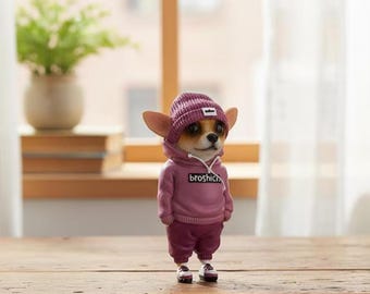 Kawaii Harz Hund Figur Stehend Chihuahua Shar-Pei Statue Niedlichen Haustier Sammler Schreibtisch Ornament für Haus Büro Dekor Geschenk Tierskulptur