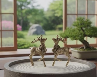 Mini Messing Deer Figur Massivem Messing Sika Deer Statue Wildlife Tier Skulptur Tabletop Schreibtisch Ornament für Home Office Natur Dekor Geschenk
