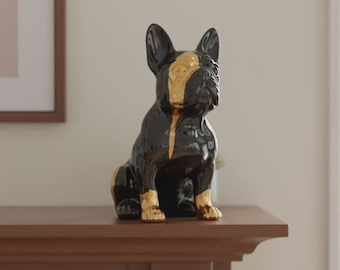 French Bulldog Sculpture Modern Resin Dog Statue Bulldog Figurine for Home Decor Collectible Puppy Art Tabletop Living Room Ornament