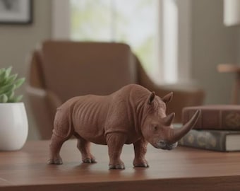 Langhaar Nashorn Figur Realistische Nashorn Ornament Simuliertes Tier Modell Sammlerstück Wildlife Statue Home Office Schreibtisch Dekor Tischplatte