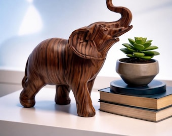 Handgefertigte Wildtier Elefant Skulptur - Moderne Harz Statue für Wohnkultur - Glückselefant Schreibtischverzierung & niedliches Regalzubehör