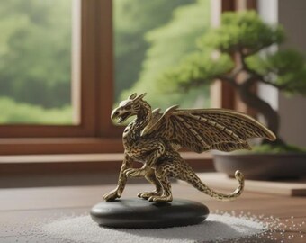 Massiver Messing Pterosaur Drache Figur Chinesisches Mythisches Tier Statue Feng Shui Reichtum Schutz Desktop Ornament für Home Office Dekor