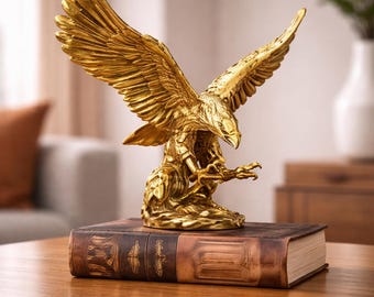 Steinadler-Harz-Skulptur - Nordische Falken-Tierfigur für Haus- und Bürodekor - Moderne Schreibtischverzierung Symbolisches Führung Geschenk