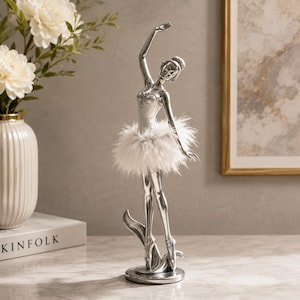 Elegant Ballet Dancer Figurine - Graceful Ballerina Statue for Shelf & TV Cabinet - Aesthetic Dance Studio Decor and Dance Teacher Gift
