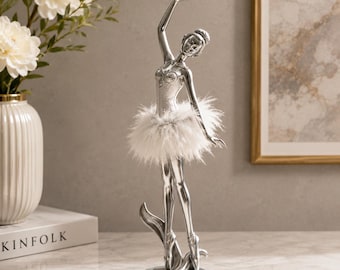 Elegante Balletttänzer-Figur - Anmutige Ballerina-Statue für Regal & Fernsehschrank - Ästhetisches Tanzstudio-Dekor und Tanzlehrer-Geschenk