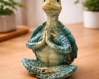 Harz Meditation Schildkröte Statue - Zen Garten Meeresschildkröte Skulptur - Achtsame Haus & Büro Dekor - Einzigartiges Geschenk für Schildkröte Sammler
