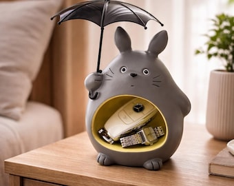 Niedliche Totoro Schlüsselschale & Schreibtisch Organizer - Kawaii Studio Ghibli inspirierte Aufbewahrung - Kreative Harz Figur für Eingangsbereich, Schlafzimmer