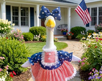 23 Inch Independence Day Porch Goose Outfit, Patriotic Goose Clothes, 4th of July Goose Costume, Lawn Decor Set