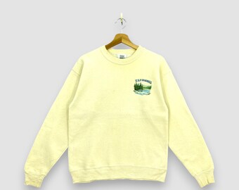 Vintage 90s Lee Sweater Animal Dog Motif Cream Pullover Graphic Sweatshirt Retro Nature Wildlife Jumper Made in USA Size S