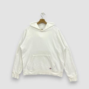 Vintage Dickies Hoodie Medium White Blank Minimalist Hooded Sweatshirt Pullover Skater Workwear Loungewear Jumper Size M