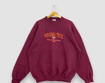 Sudadera vintage del Campeonato Nacional de Virginia Tech de 1999, color granate, de los Hokies, jersey de fútbol americano de la NCAA, talla XL