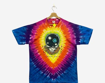 Vintage 80s Grateful Dead T-Shirt Large Space Your Face Tie Dye Spring Tour 1986 Made in USA Psychedelic Rock Band Concert Tee Size L
