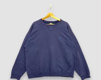 Sudadera vintage de los 90 de Starter, cuello redondo, azul marino, jersey liso con mini logo bordado, ropa deportiva básica, talla L