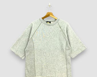 Vintage 90s A.P.C. Sweater Raglan Short Sleeve Sweatshirt Grey Heather Minimalist Designer Pullover French Streetwear Jumper Size M