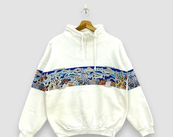 Vintage 90er Jahre Australier Ocean Dreaming Pullover Medium Aborigines Kunst Danny Eastwood Kunstwerk Natur Marine Life Sweater Sweatshirt Größe M