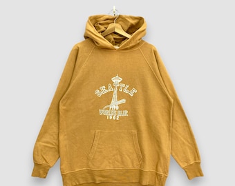 Vintage 1962 Panel Panel Accessoires der Weltausstellung Hoodie Senfgelb Cheswick Sportswear Raglan-Ärmel Souvenir Grafik-Pullover-Pullover Größe L