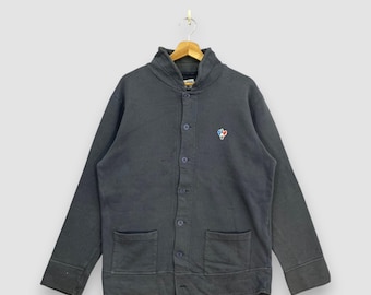 Chaqueta tipo cárdigan marinero vintage Arvor Maree, color negro desteñido, con botones, estilo náutico de la costa francesa, talla L.