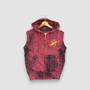 Vintage Y2K Hysteric Glamour Leopard Print Hoodie Vest Pink Animal