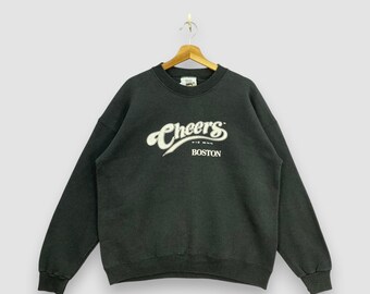 Sudadera vintage de los 90 de Cheers Boston, negra, Lee, jersey grueso, promoción de la serie de televisión, talla L