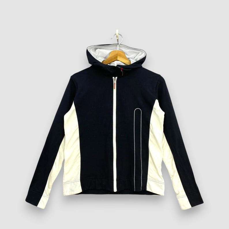 Vintage 90s Courreges Paris Sport Futur Hoodie Grey Zip Up Jacket Colorblock Designer Sportswear Athleisure Jumper Size S image 1