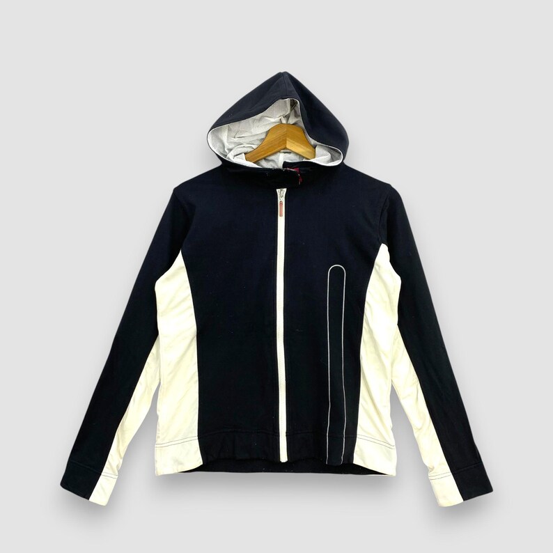 Vintage 90s Courreges Paris Sport Futur Hoodie Grey Zip Up Jacket Colorblock Designer Sportswear Athleisure Jumper Size S image 2