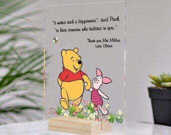 Personalized Winnie The Pooh Acrylic Plaque, Pooh And Piglet Acrylic, Custom Teacher Acrylic, Teacher Thank You Gift