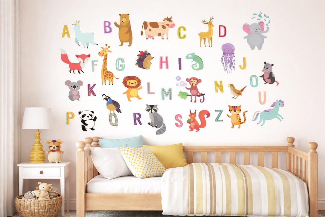 Animal Alphabet Wall Decal | Educational Nursery & Playroom Wall Decor ...