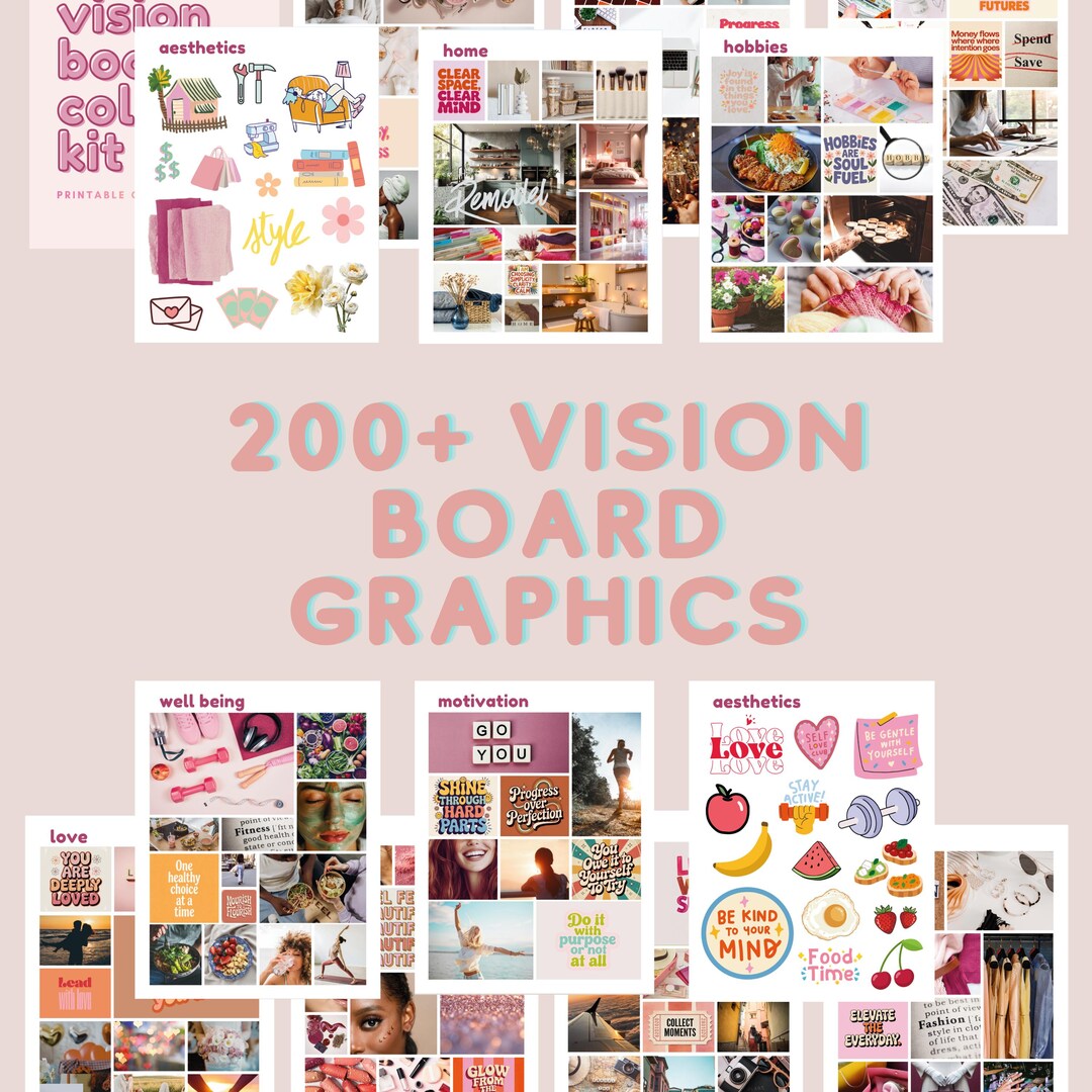 Vision Boafd Vision Board Collage Kit | Goal Manifestation Graphics (digital ...