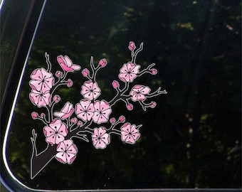 CLR:CAR - Cherry Blossom Branch - Sakura Branch - Car Vinyl Decal Sticker - ©YYDC (5.5"w x 5.5"h)