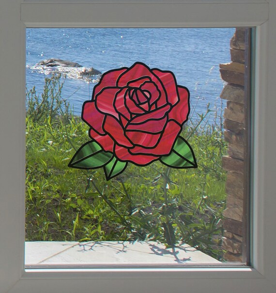 COLORS Rose D2- Stained Glass Style Vinyl Decal ©YYDC CLR:WND 6/"w X 5.5/"h