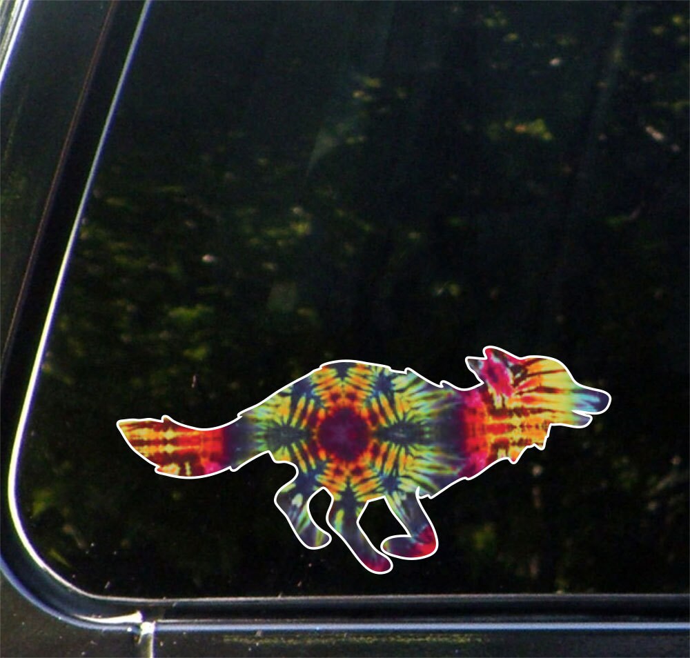 Car Vinyl Decal Rainbow Tie Dye Bear D1 CLR:CAR ©YYDC. 6"w x 3.5"h Car Vinyl Decal Rainbow Tie Dye Bear D1 CLR:CAR ©YYDC. 6"w x 3.5"h