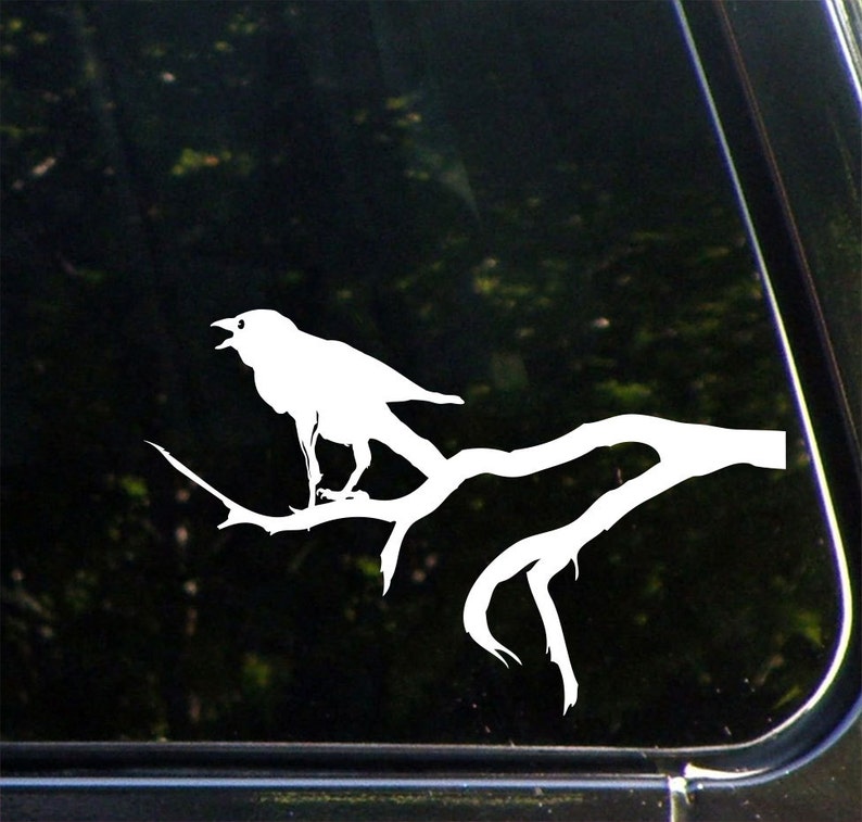 CAR Crow on Branch Raven Vinyl Car Decal Sticker Etsy